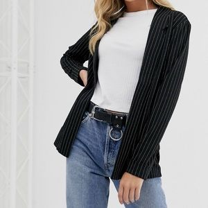 Black boyfriend blazer with shite stripes
